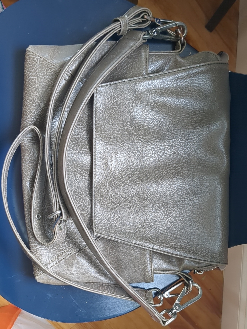 MATT & NAT | Pewter Vegan Leather Handbag W/ Shoulder And Crossbody Straps